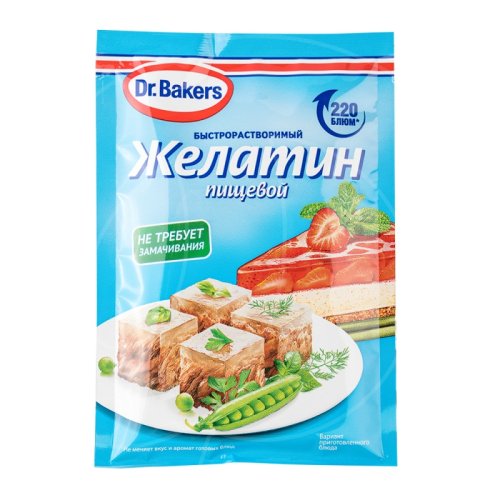 Желатин пищевой гранулированный Dr.Bakers 220 bloom 10 г 